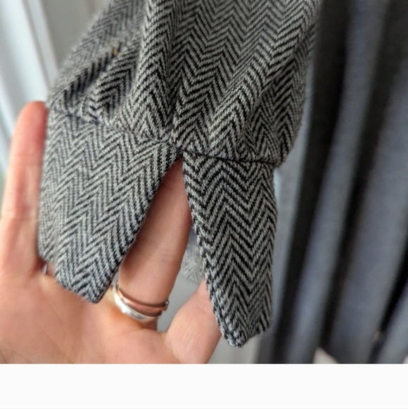 BANANA REPUBLIC Grey Herringbone Acrylic Blend Midi Belted Wrap Dress Size M - Picture 5 of 10